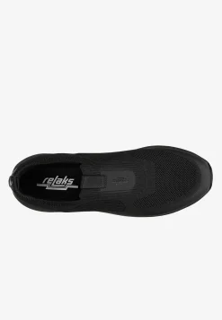 RELAKS Czarne wsuwane sneakersy siateczkowe