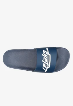 RELAKS granatowe klapki męskie z białym logo