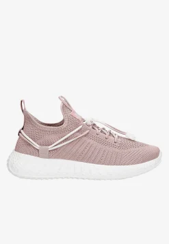 Różowe materiałowe sneakersy RELAKS na lekkiej białej podeszwie