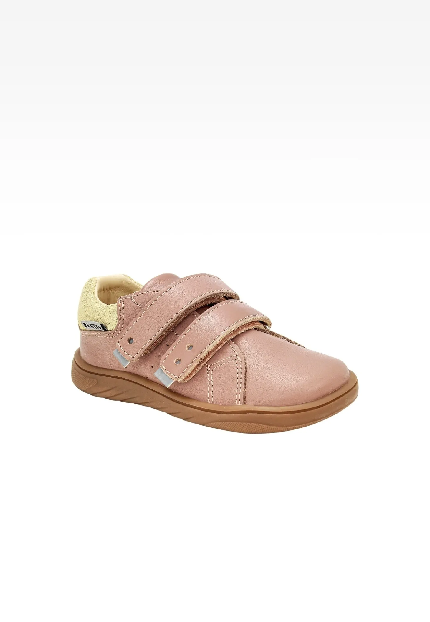 Różowe półbuty barefoot dla dziewczynki ze złotym zapiętkiem BARTEK 86003-55