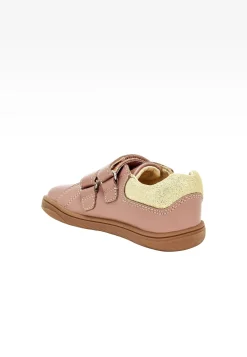 Różowe półbuty barefoot dla dziewczynki ze złotym zapiętkiem BARTEK 86003-55