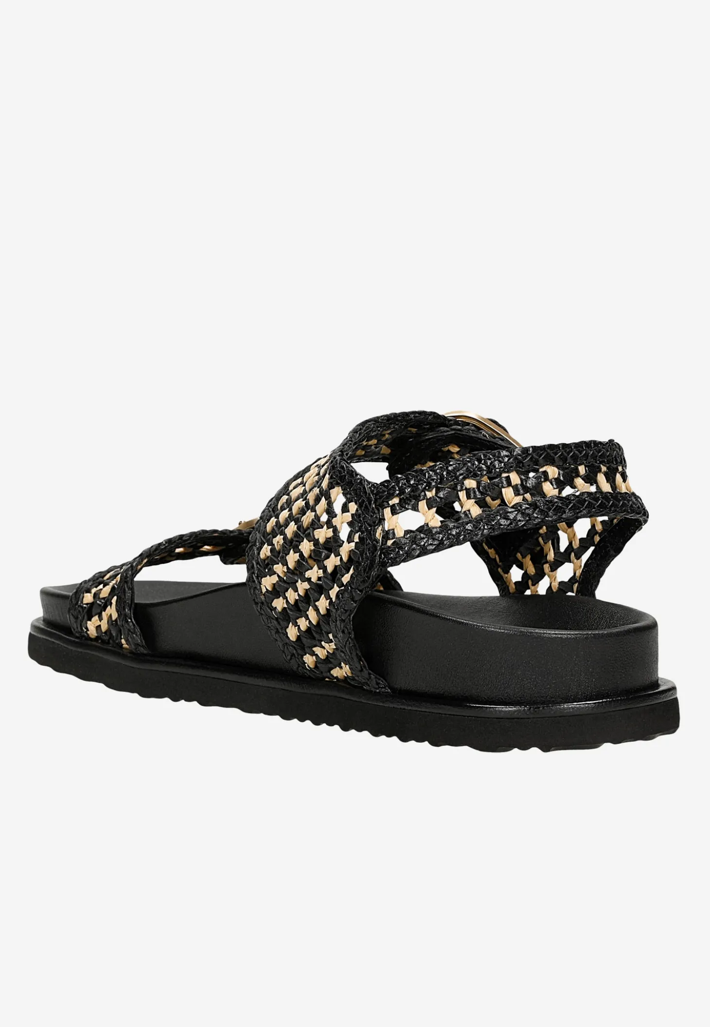 Sandały z plecionki w stylu boho z metalowymi klamrami