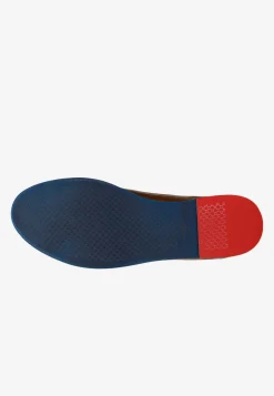 Sneakersy męskie w kolorze jasnego brązu z granatowymi wstawkami