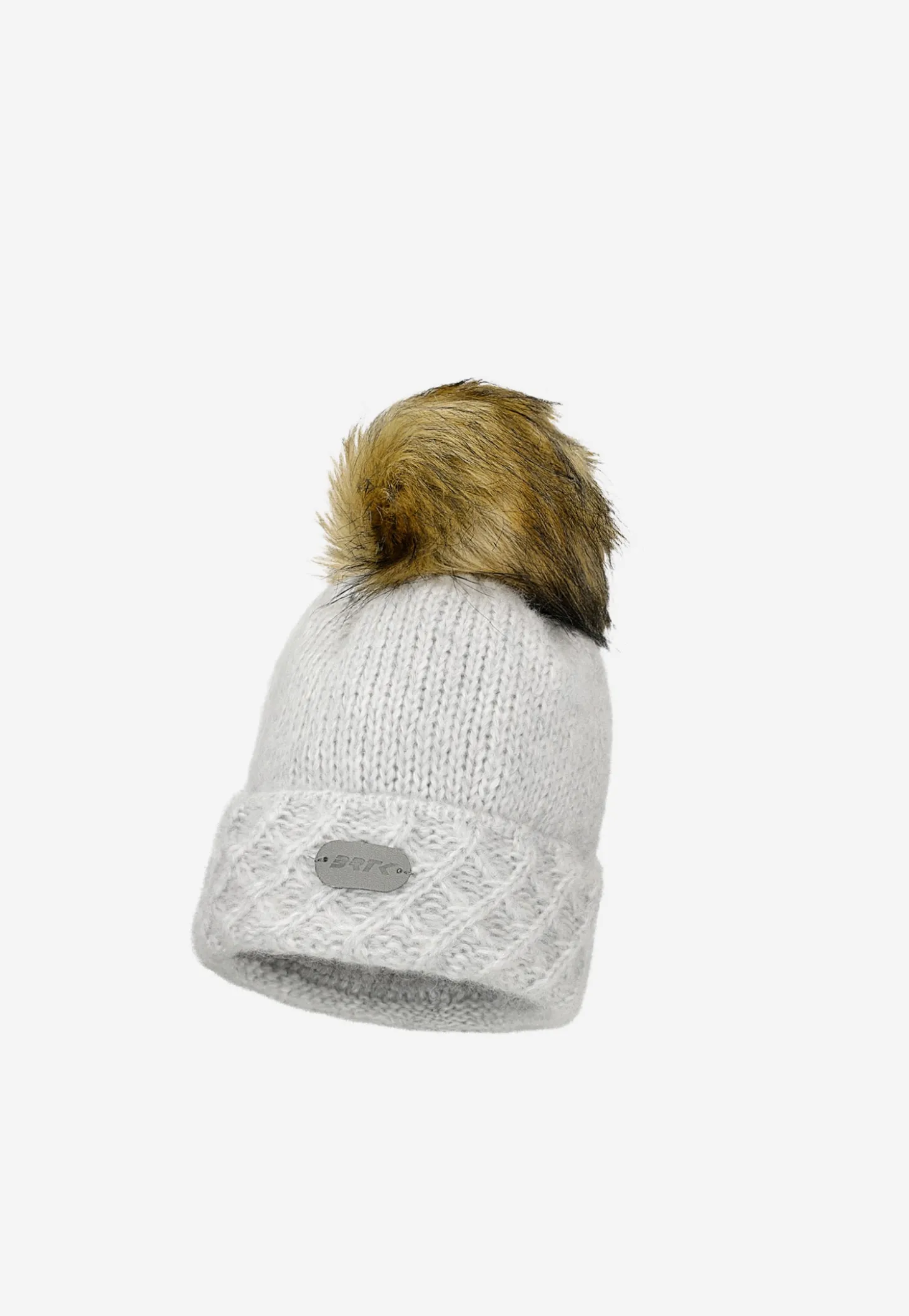 Szary zestaw BARTEK z wełną merino 85602-80 czapka z puchatym pomponem + komin