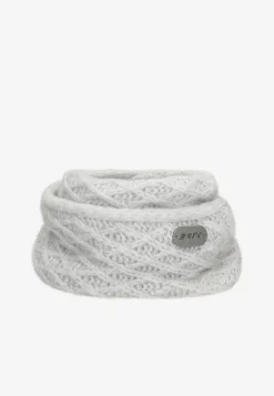 Szary zestaw BARTEK z wełną merino 85602-80 czapka z puchatym pomponem + komin