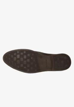 Wsuwane brązowe półbuty męskie ze skóry licowej
