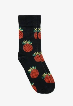 Wysokie granatowe skarpety w print ananasa