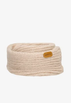 Zestaw zimowy z wełną merino BARTEK 85603-84 beżowa czapka z dwoma pomponami i komin