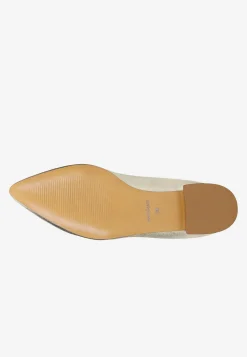 Złote baleriny damskie na niskim obcasie