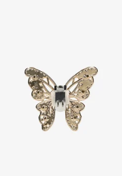 Złoty motyl z kryształkami - ozdoba do butów